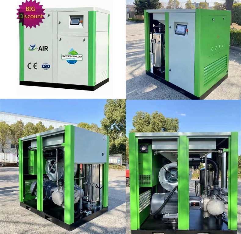 30% Energy Saving Industrial Silent Oil Free Less / Oilless Small Rotary Single Screw Type Air Compressor Factory 10HP-75HP 8-30bar Compresor De Aire with CE