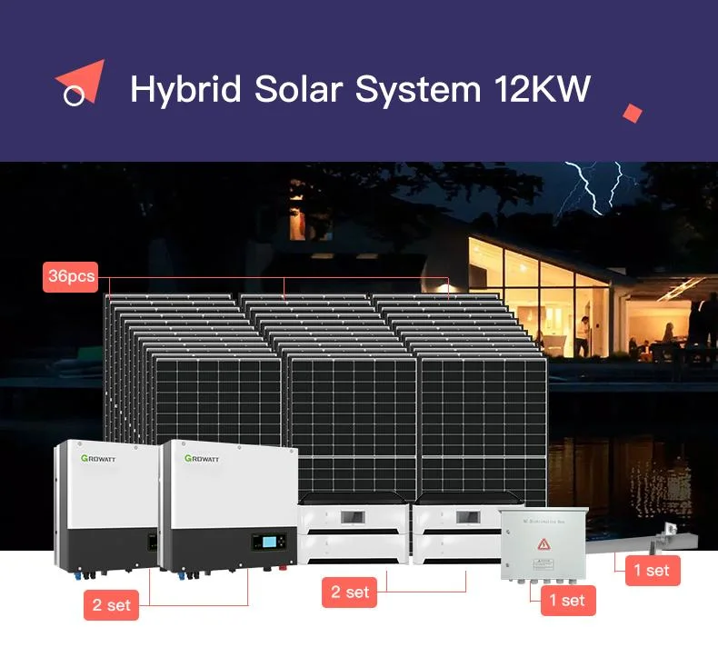 Moregosolar Solar Storage Energy System 12kw 10kw High Quality Solar Panels Lithium Battery Growatt Hybrid Inverter