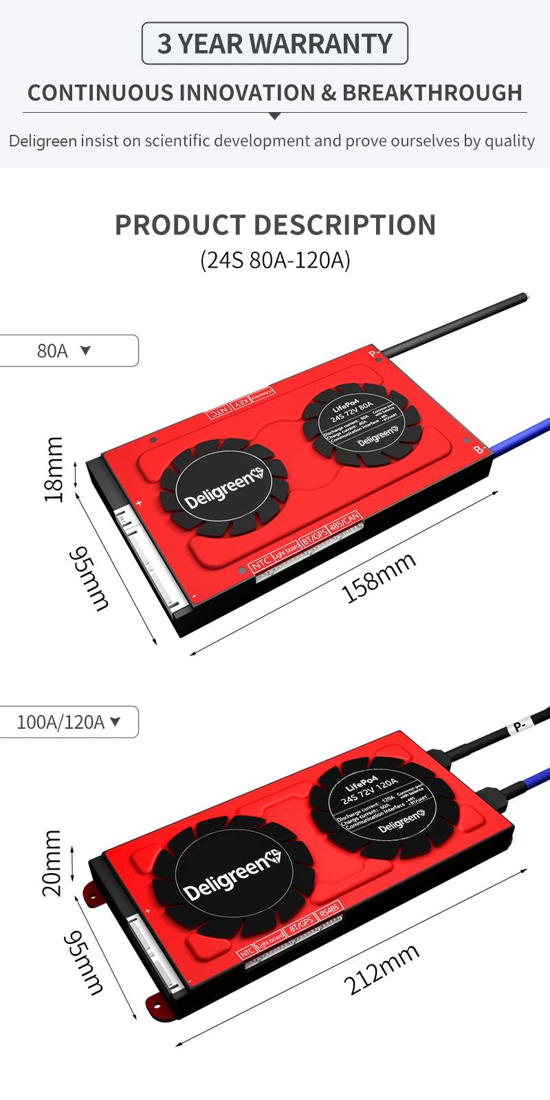 Deligreen OEM/ODM 3s 12V 10A 15A 25A Li-Polymer Battery BMS Manufacturer