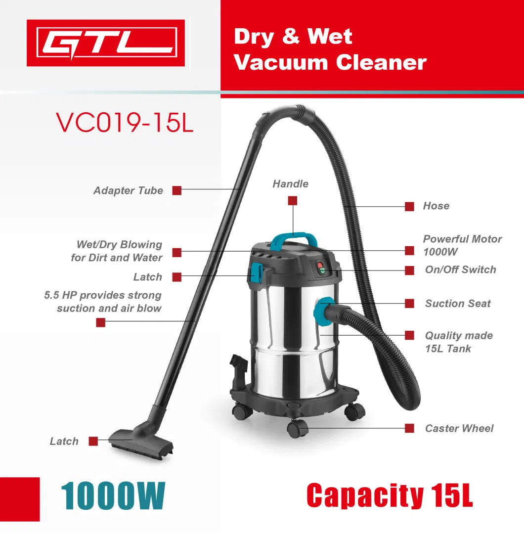 Electric Low Price 1200W Ash Vacuum Cleaner, 1000W Electric Handheld Ash Vacuum Cleaner with 15L Capacity (VC019-15L)