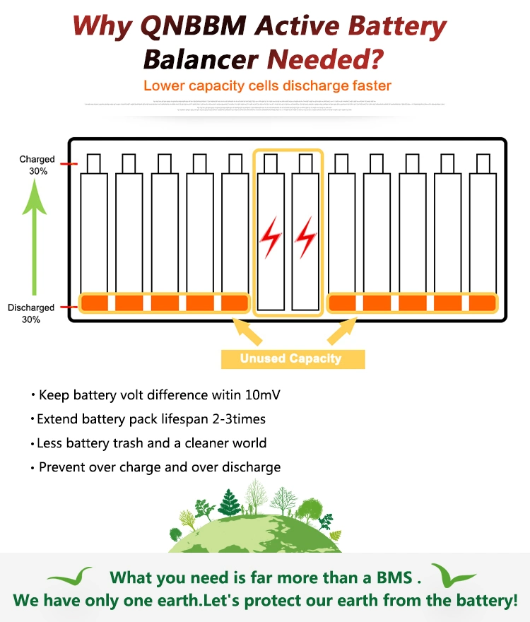 Factory Prices Qnbbm Active 6V Lead Acid Battery Bank Balancer BMS for AGM/Gel/Flooded Acid Batteries Pack