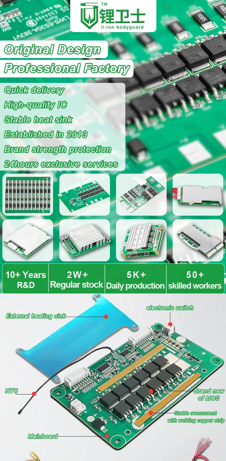 Lws Smart Li Ion BMS Can RS485 Uart 16s 48V LFP PCM LiFePO4 Lithium Battery Management System