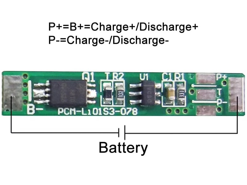 1s 3A BMS for 3.6V 3.7V 063048/063448/063450 Li-ion/Lithium/Li-Polymer 3V 3.2V LiFePO4 Battery Pack with Ntc (PCM-Li01S3-078)