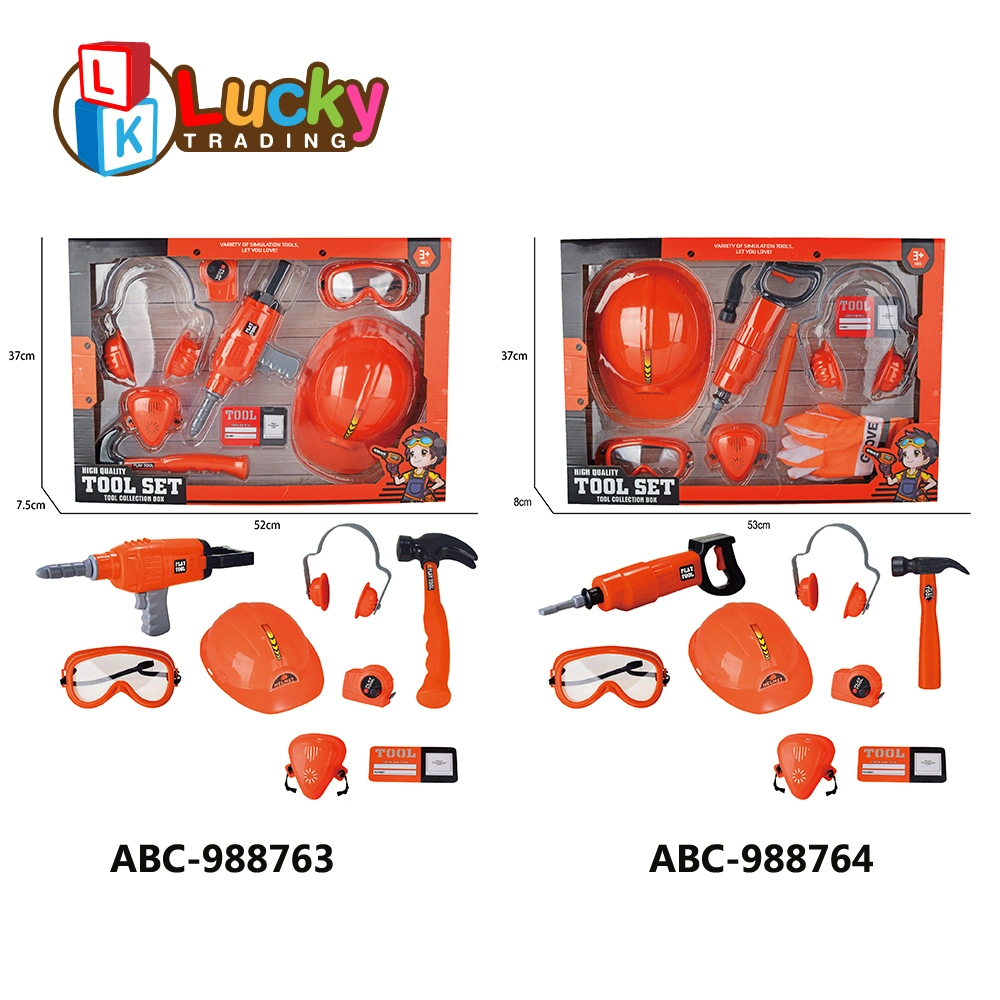 Electric Toy Drill &amp; Helmet Goggles Mask Construction Tools Play Set