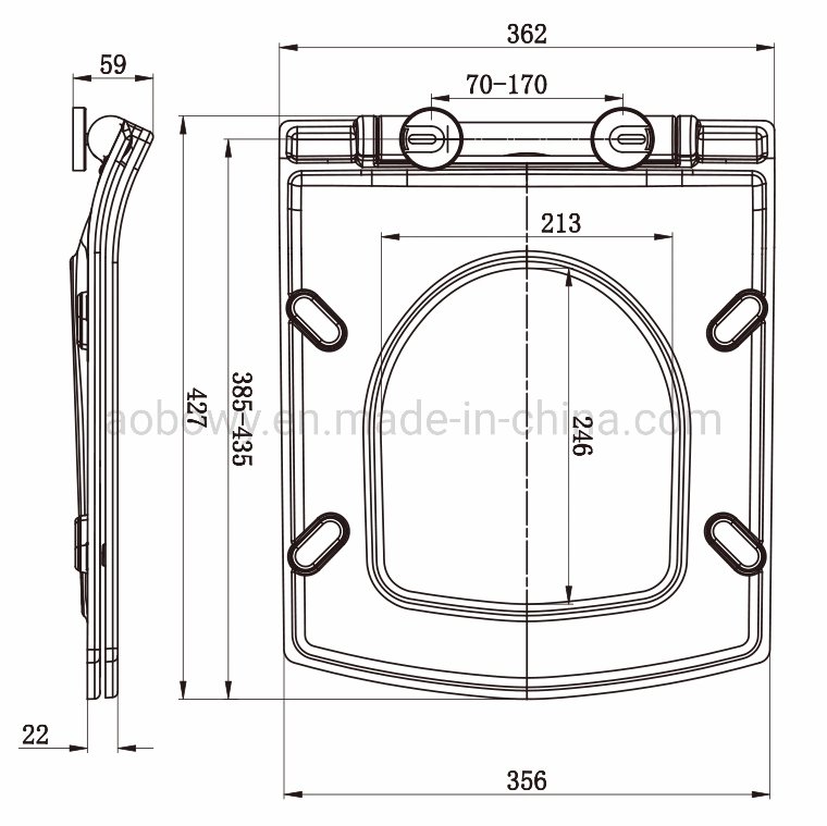 Sample Customization Hot Selling Square White Plastic Toilet Seat Cover UF Toilet Seats (Au107)