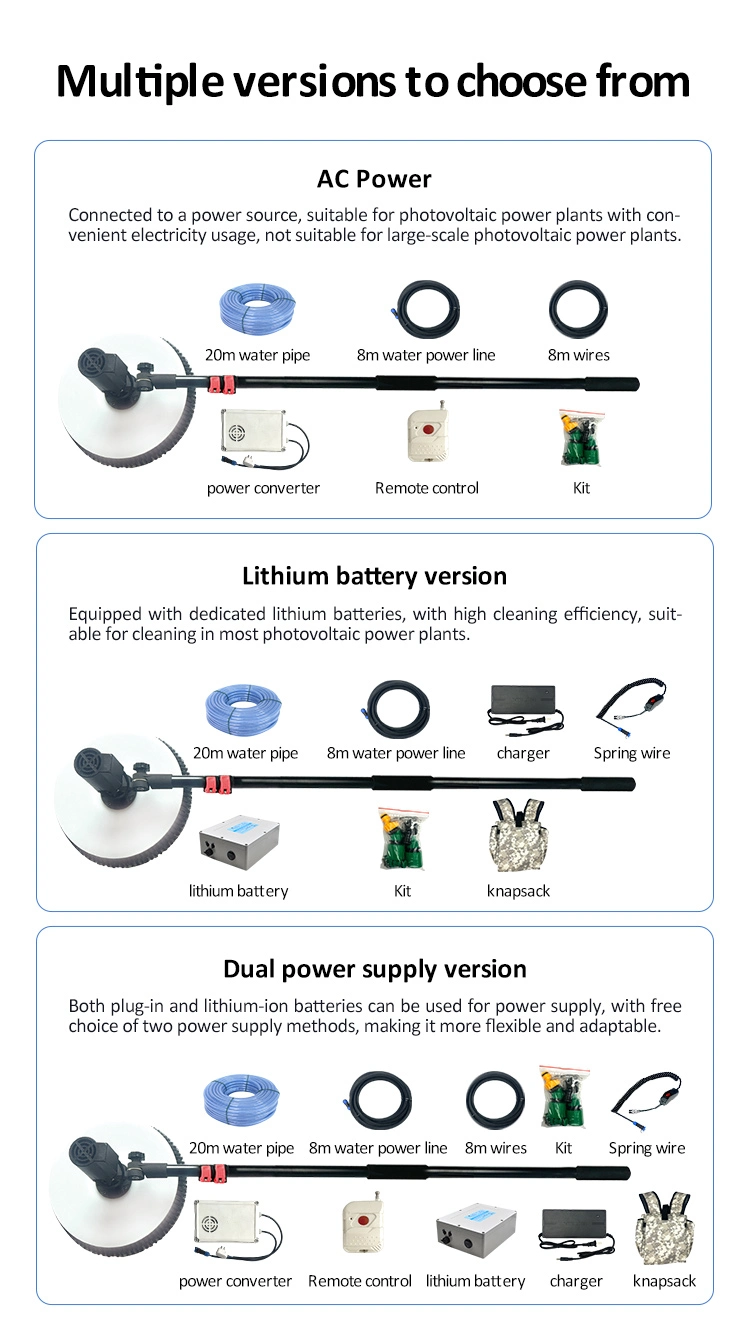 Single Head Photovoltaic Lithium Battery Brush Cleaning Machine 3.2/5.5/7.2m Solar Surface Brush