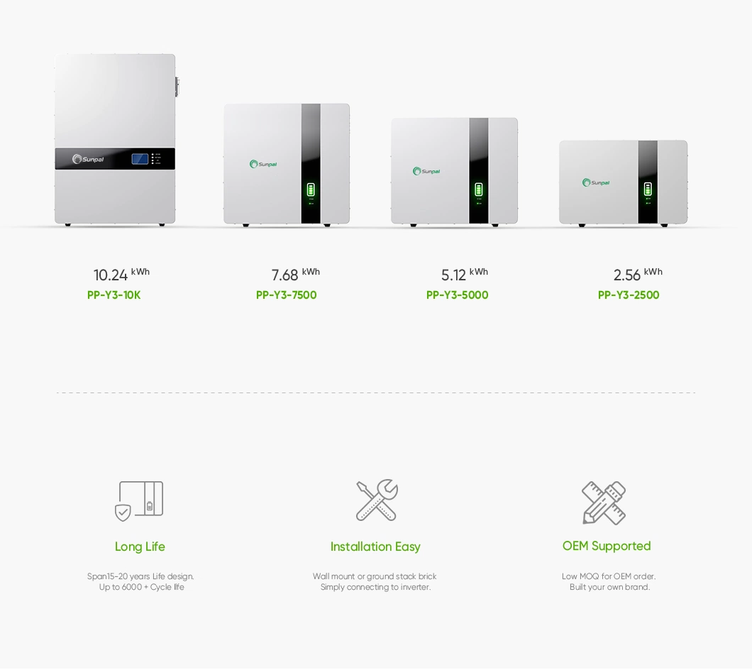 Sunpal EU Warehouse Powerwall Lithium Ion 48V 51.2V 100ah 200ah 20kwh Home Lithium Battery Solar Storage for UPS