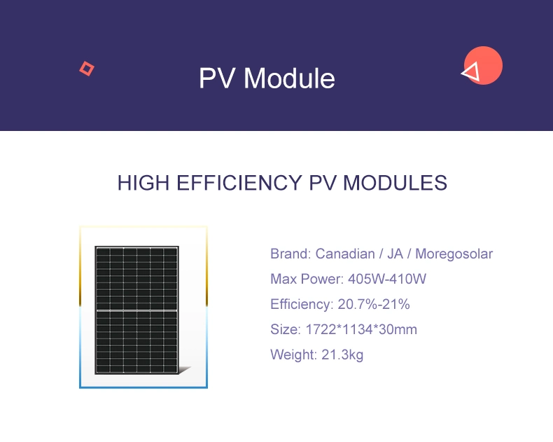 Moregosolar Solar Storage Energy System 12kw 10kw High Quality Solar Panels Lithium Battery Growatt Hybrid Inverter