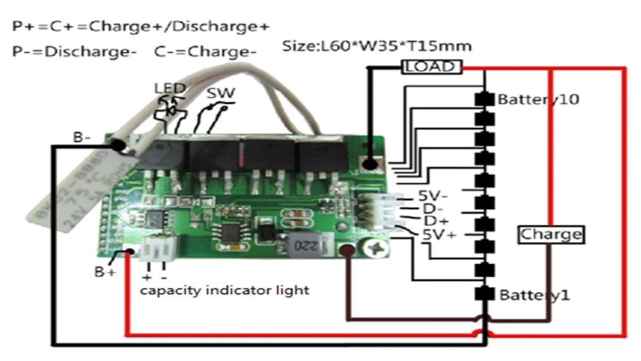 Hot-Sale 37V Li-ion BMS with 5V Output