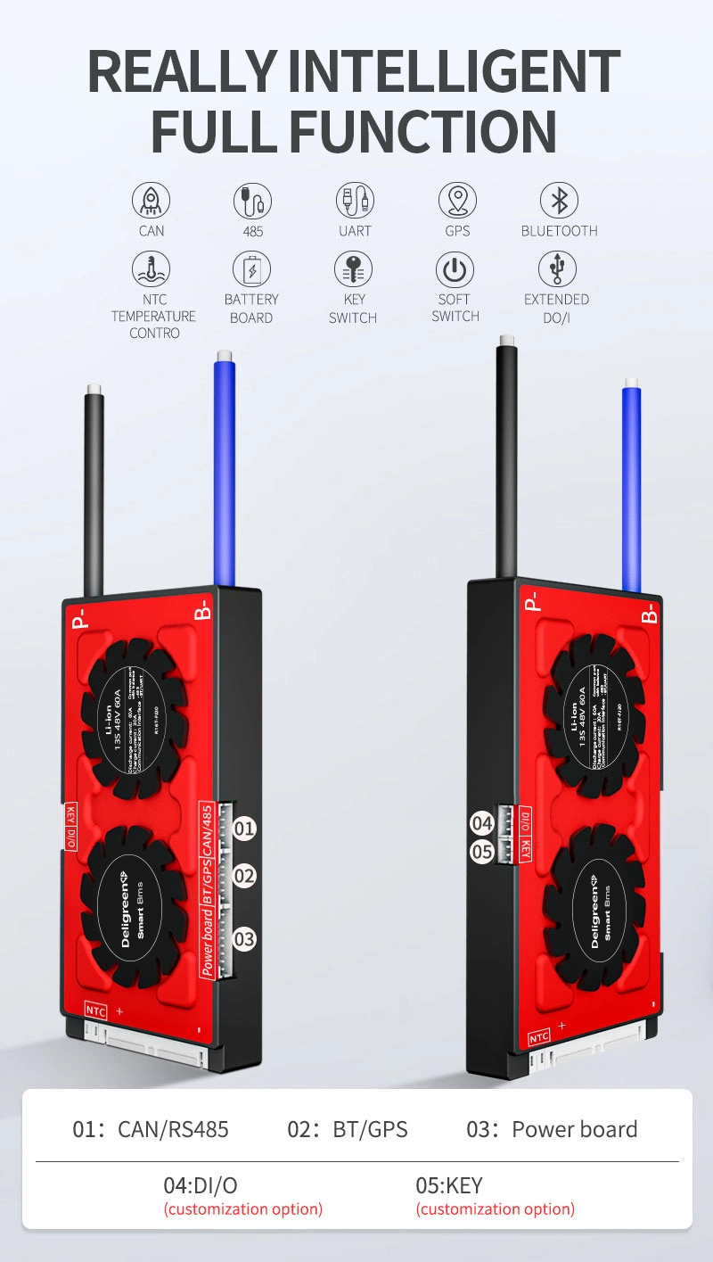 Batteryqueen Smart BMS 4s 80A 100A 120A with Uart 485 Bluetooth 12V Faster Cooling LiFePO4 Battery RV Solar Home Storage