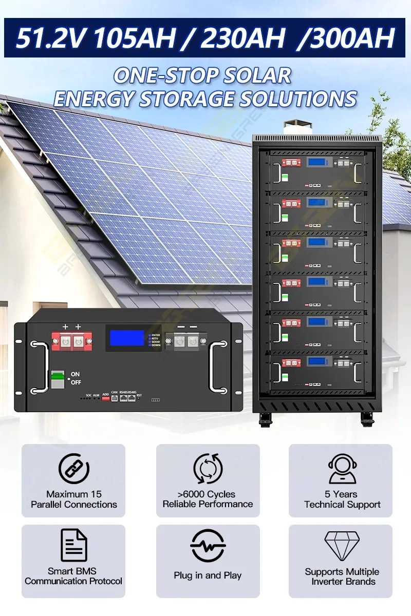 Lithium Ion Battery Deep Cycle 48V 50ah 75ah 100ah 150ah 200ah 5kwh 10kwh Solar Home Storage with BMS