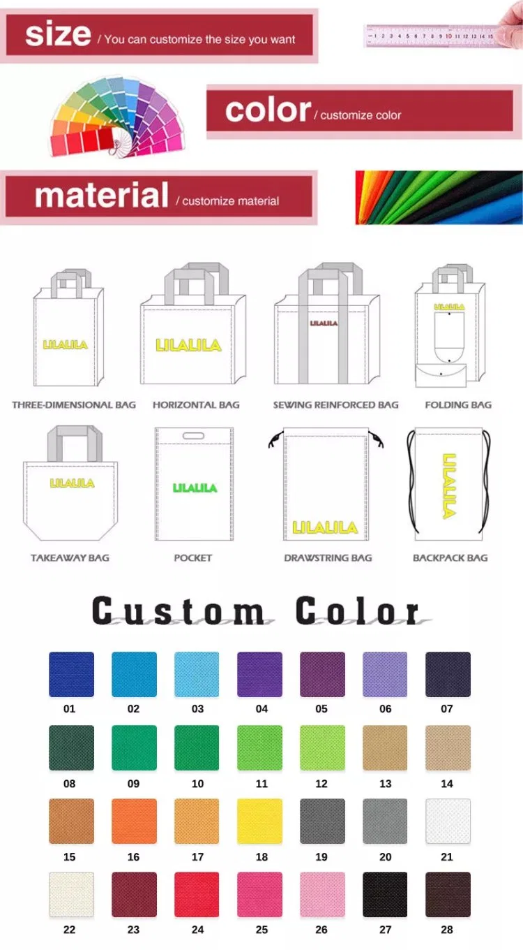 Small Black Non Woven Promotional Packing Bag Reusable PP Non Woven Shopping Tote Bag with Loop Handles Custom Made Non-Woven Eco Bag