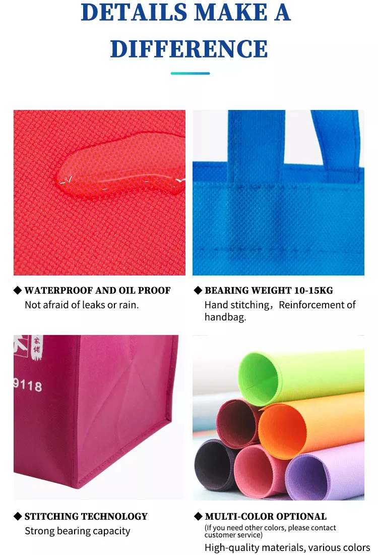 Small Black Non Woven Promotional Packing Bag Reusable PP Non Woven Shopping Tote Bag with Loop Handles Custom Made Non-Woven Eco Bag