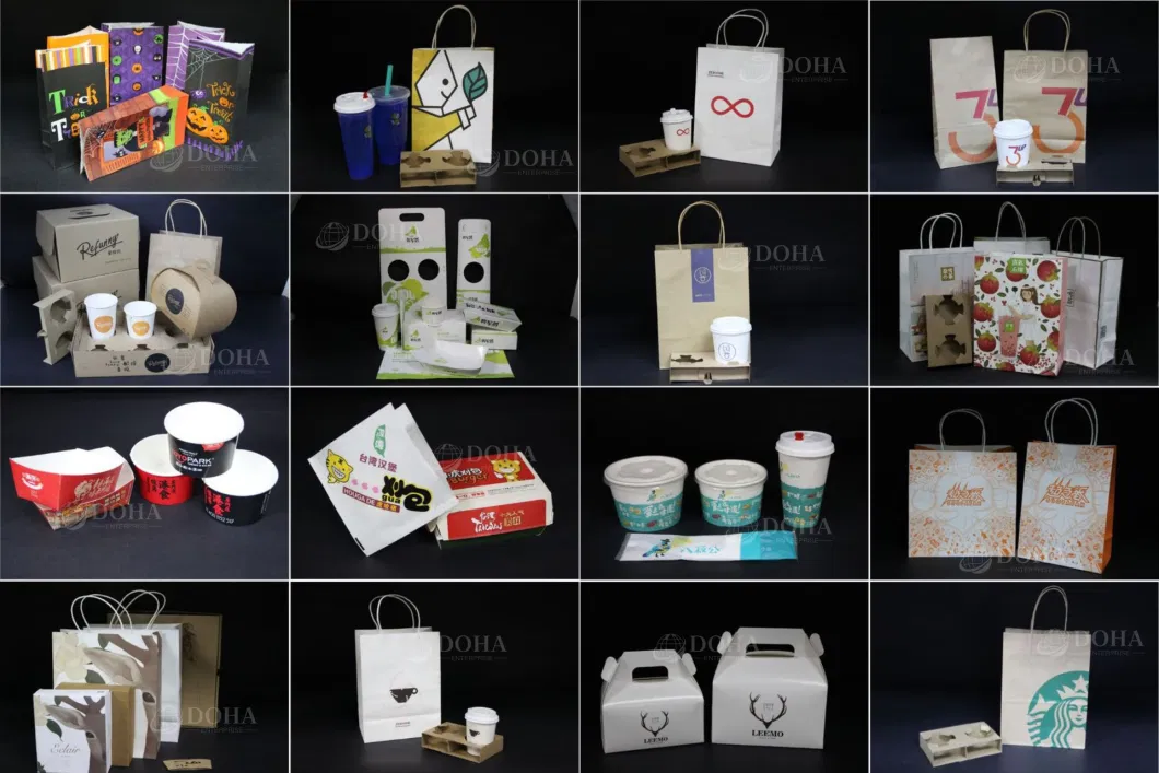 Paper Bag Custom Logo Print Wholesale Grocery White Brown Paper Gift Bag with Handle Item Industrial Surface Packaging