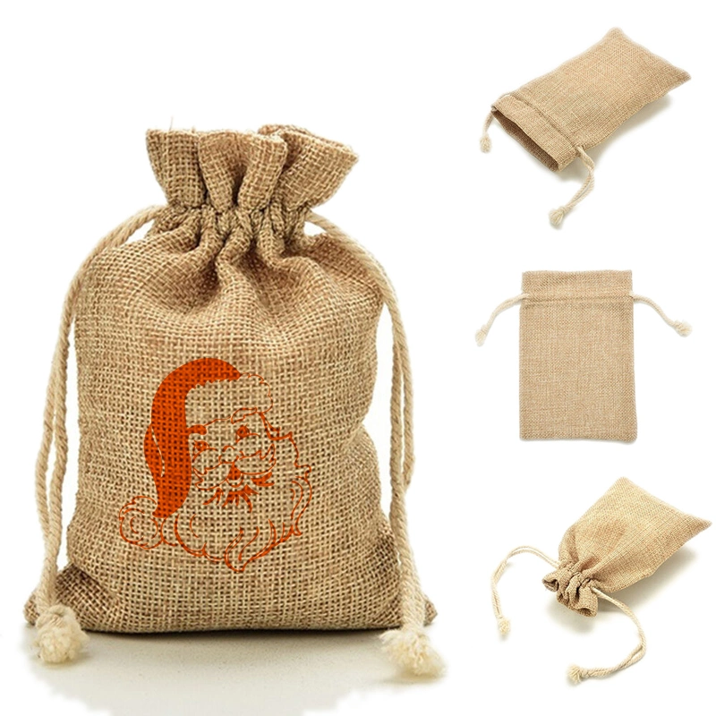 Top Quality Portable Custom Eco Friendly Shopping Bag Print Small Drawstring Jute Pouch Jewelry Jute Coffee Bag Reusable Jute Dust Bag