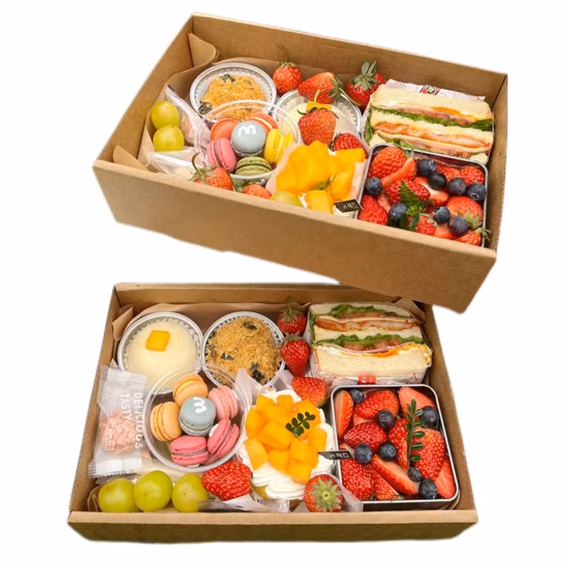 Bdl Takeaway Paperboard Window Bakery Box Cookie Sandwich Cake Pastry Dessert Box Camping Picnic Kraft Corrugated Paper Box for Food