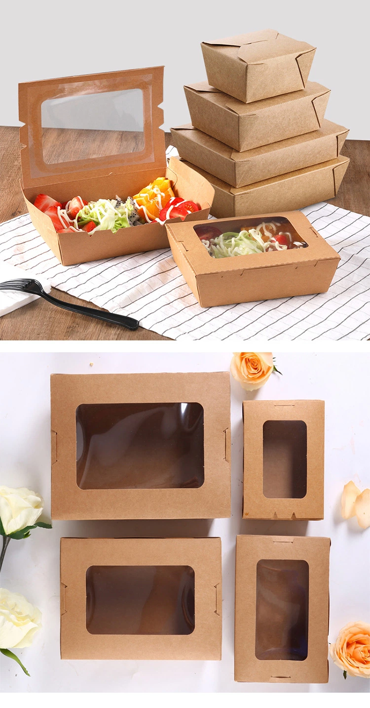 Wholesale Food Grade Kraft Paper Box Takeaway Packaging