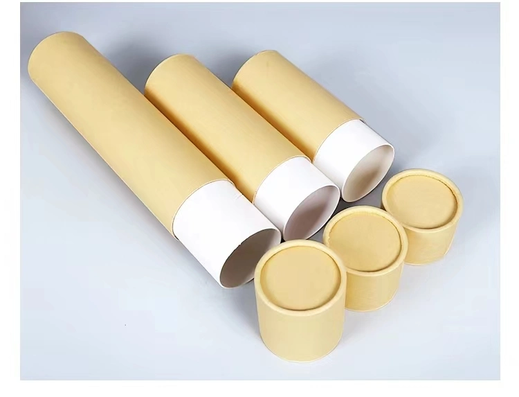 Customizable Empty Kraft Paper Cylinder Gift Boxes with Lid for Water Bottle Tea Coffee Tissue Oil