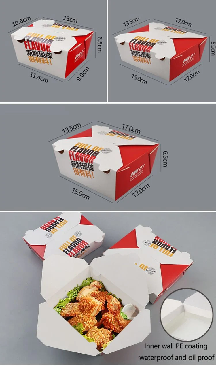 Wholesale Custom Printed Takeaway Paper Containers Burger French Fries Popcorn Fried Chicken Cake Food Packaging Box