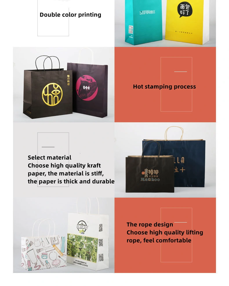 Wholesale Big Small Biodegradable Luxury Shopping Kraft Paper Gift Shop Bags with Logo Handle