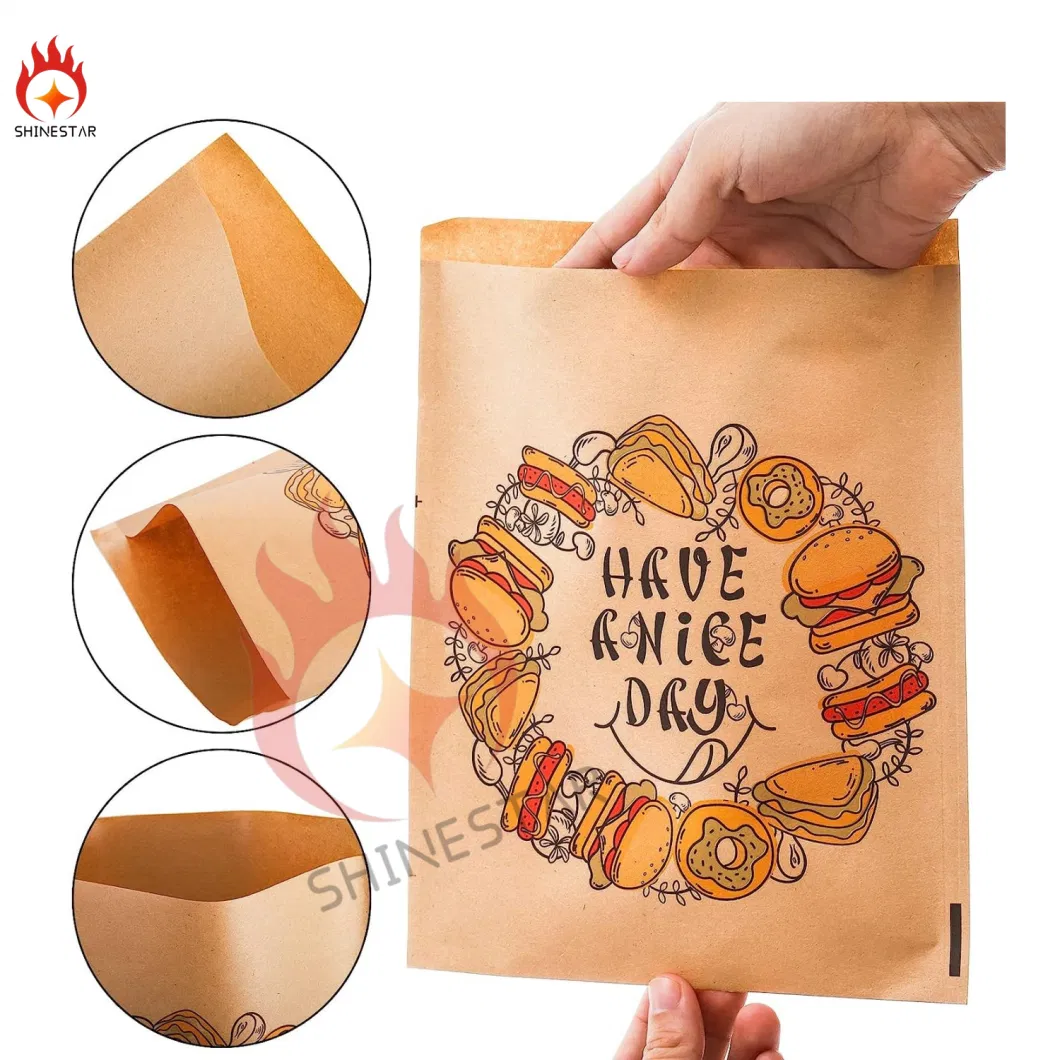 6.7" X 8" Brown Paper Treat Bags Grease Resistant Kraft Bags Small Flat Envelopes Favor Bags for Cookies Snacks Candy Donut Hamburger