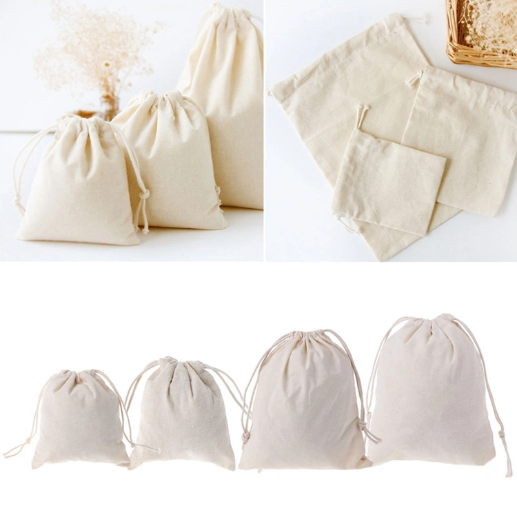 100% Natural Organic Heavy Duty Bag Shopping Vegetable Raisin Nut Storage Bag Portable Small Packing Cotton Canvas Bag