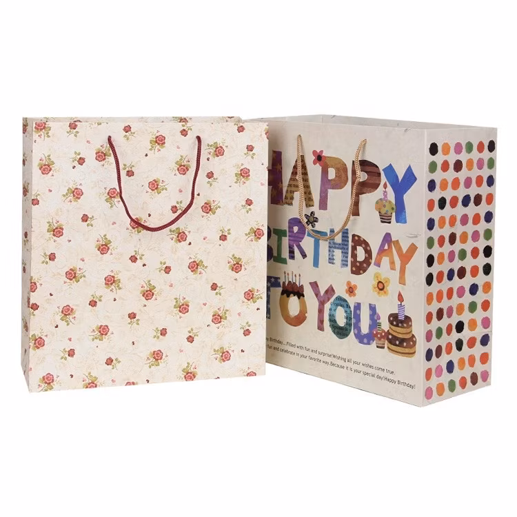 Wholesale Full Customized Logo Printed Shopping Paper Bag with Handle Brown and White Kraft Paper Bags with Your Own Logo