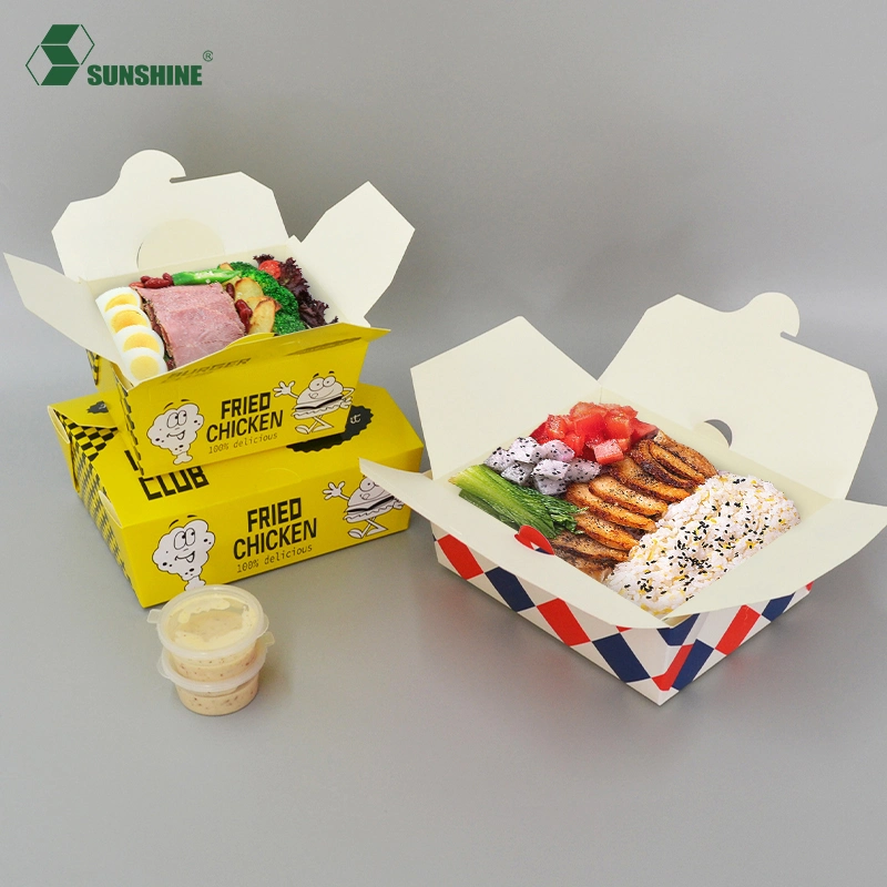 Disposable Takeaway Food Containers Brown Kraft Paper Take out Food Lunch Boxes