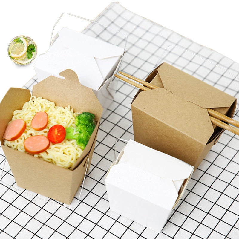 Custom Takeaway Noodle Food Boxes Packaging Paper Snack Package Box with Handle