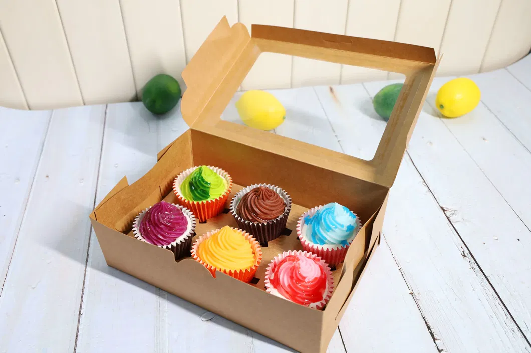 Wholesale Bulk 4 Hole 6 Hole Cupcake Packaging Cup Cake Boxes Kraft Paper Cupcake Box Export to USA, UK, Japan, Australia, Canada