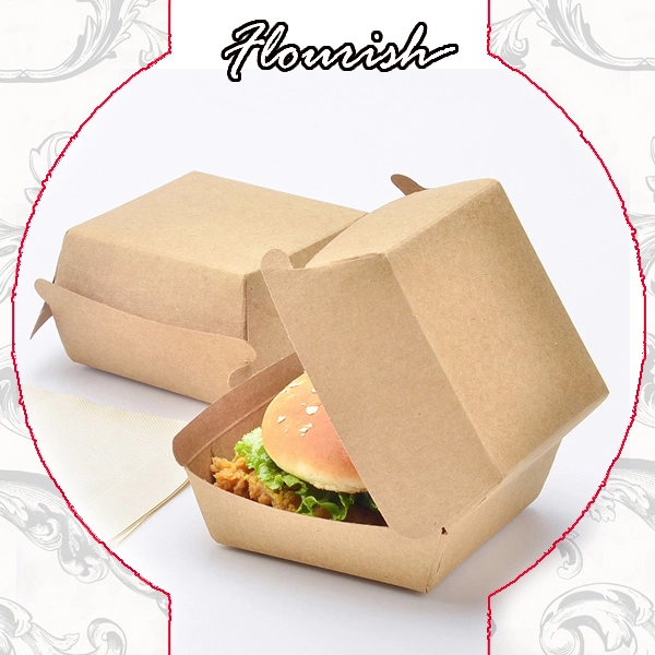 Customized Personal Logo Brown Natural Color Food Grade Kraft Paper Box for Fried Chicken Food Packaging