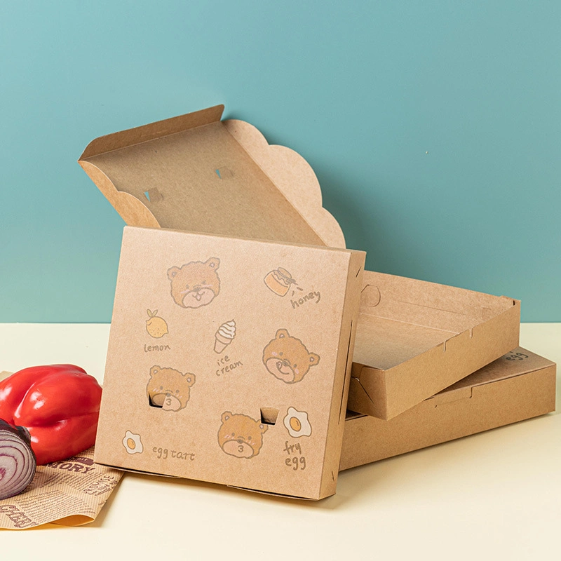 Eco-Friendly Recyclable Kraft Paper Packaging Pizza Box, China Manufacturer Wholesale Affordable Price Paper Packaging Boxes with Custom Logo Printing