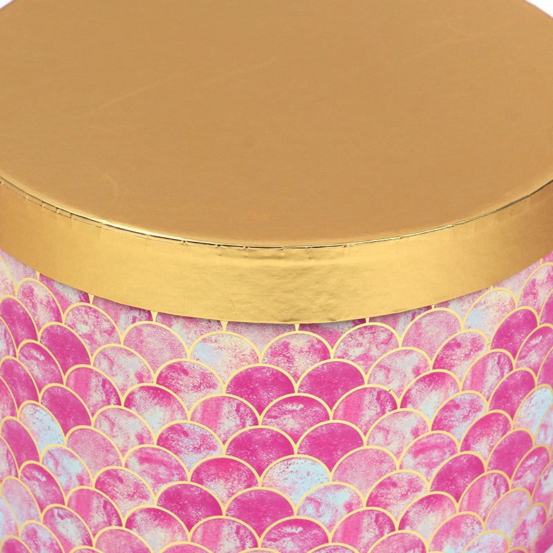 Custom Gold Stamping Mermaid Cylinder Round Box Wedding Round Gift Paper Box Decoration Flower Packaging Box