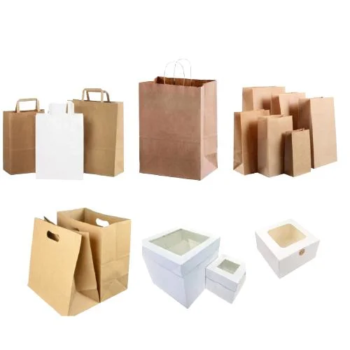 Customized Size Logo 100/120GSM Paper Shopping Cloth Take Away Bag White Brown Twist Handle Kraft Paper Bag