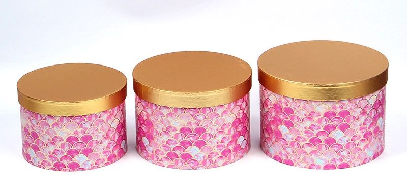 Custom Gold Stamping Mermaid Cylinder Round Box Wedding Round Gift Paper Box Decoration Flower Packaging Box