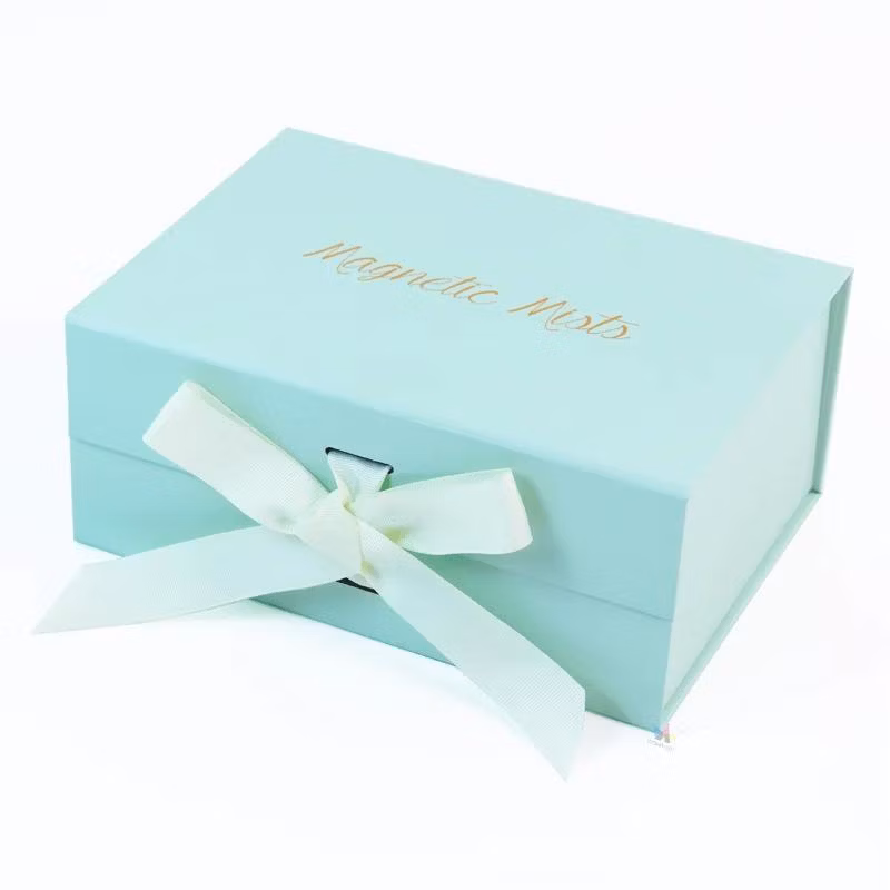 Foldable Rigid Cardboard Cosmetics Makeup Jewelry Clothes Magnetic Paper Gift Packing Box for Watch Wedding Party Christmas Festival Gift Packaging with Ribbon