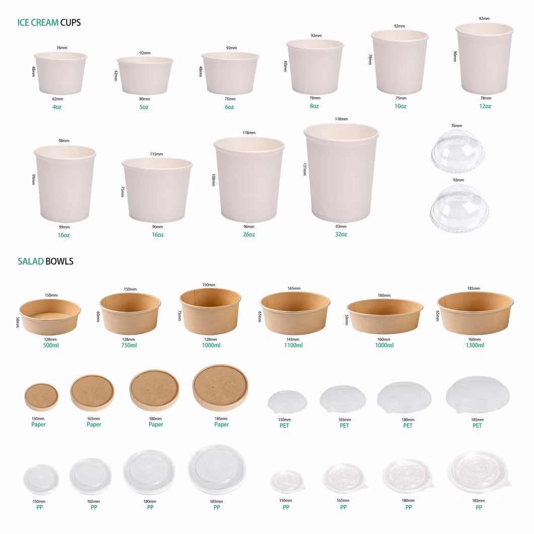 Custom Printing Logo Disposable Kraft Paper Salad Bowl
