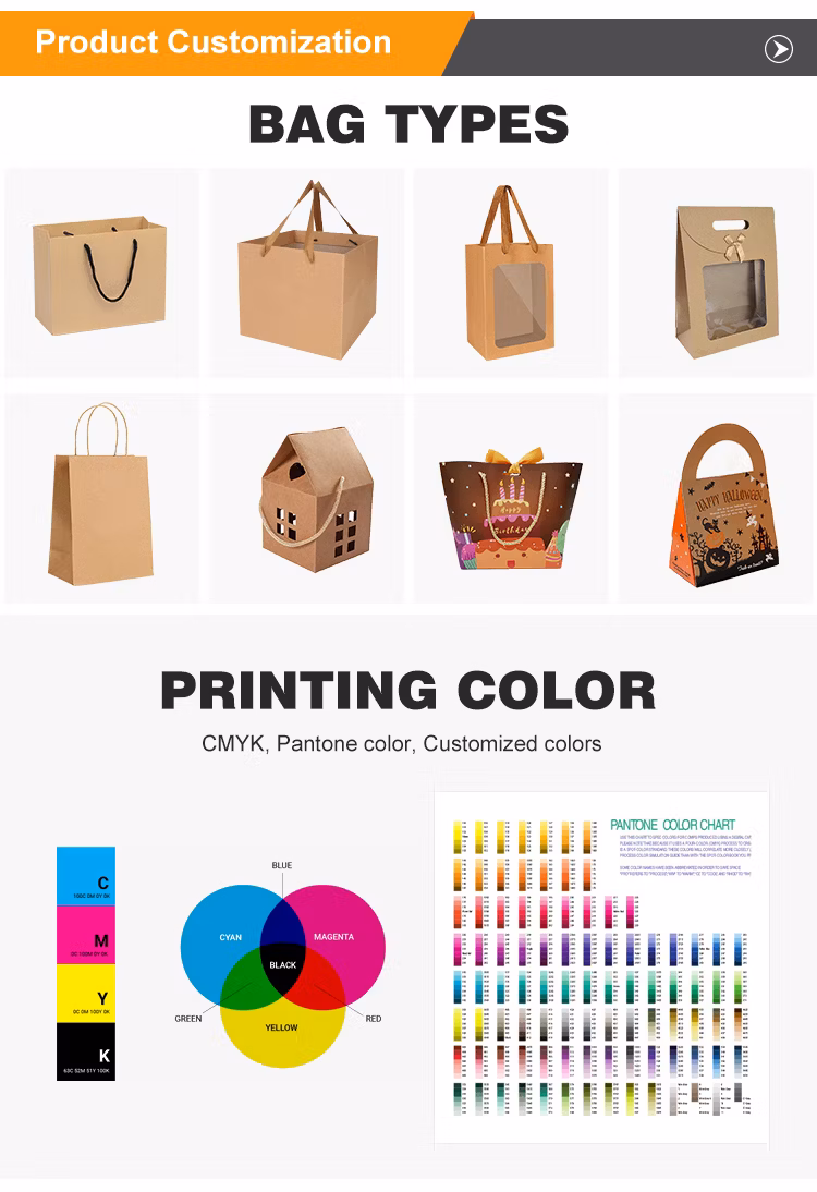 Customized Logo Printed Cosmetic Clothing Gift Black Brown Craft Kraft Paper Bags