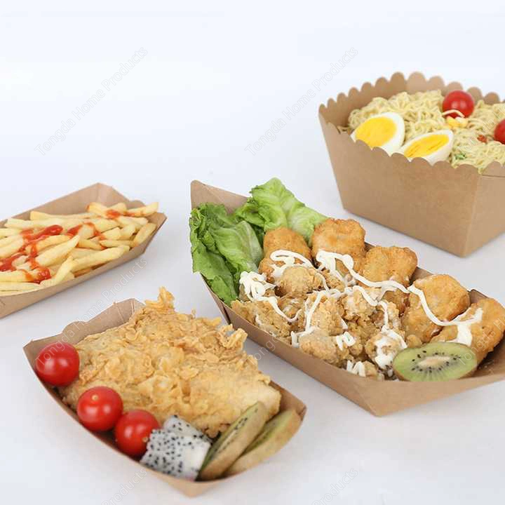 Food Packaging Kraft Paper Box Takeaway Lunch Anti Oil Food Packing Boxes