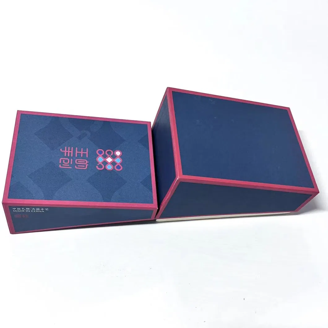 Custom Packaging Storage Gift Square Blue Print Kraft Cardboard Paper Packing Box