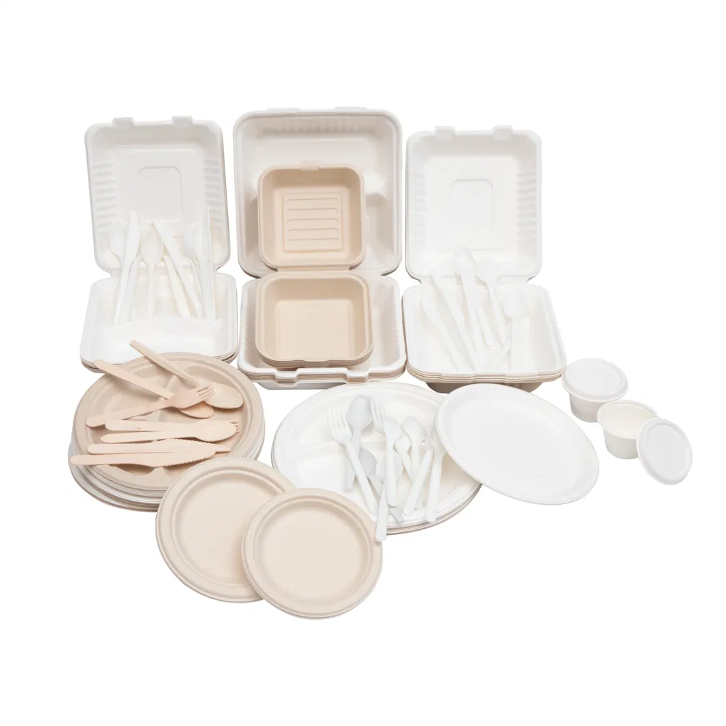 Wholesale Food Packagingdisposable Biodegradable Sugarcane Clamshell Hamburger Box