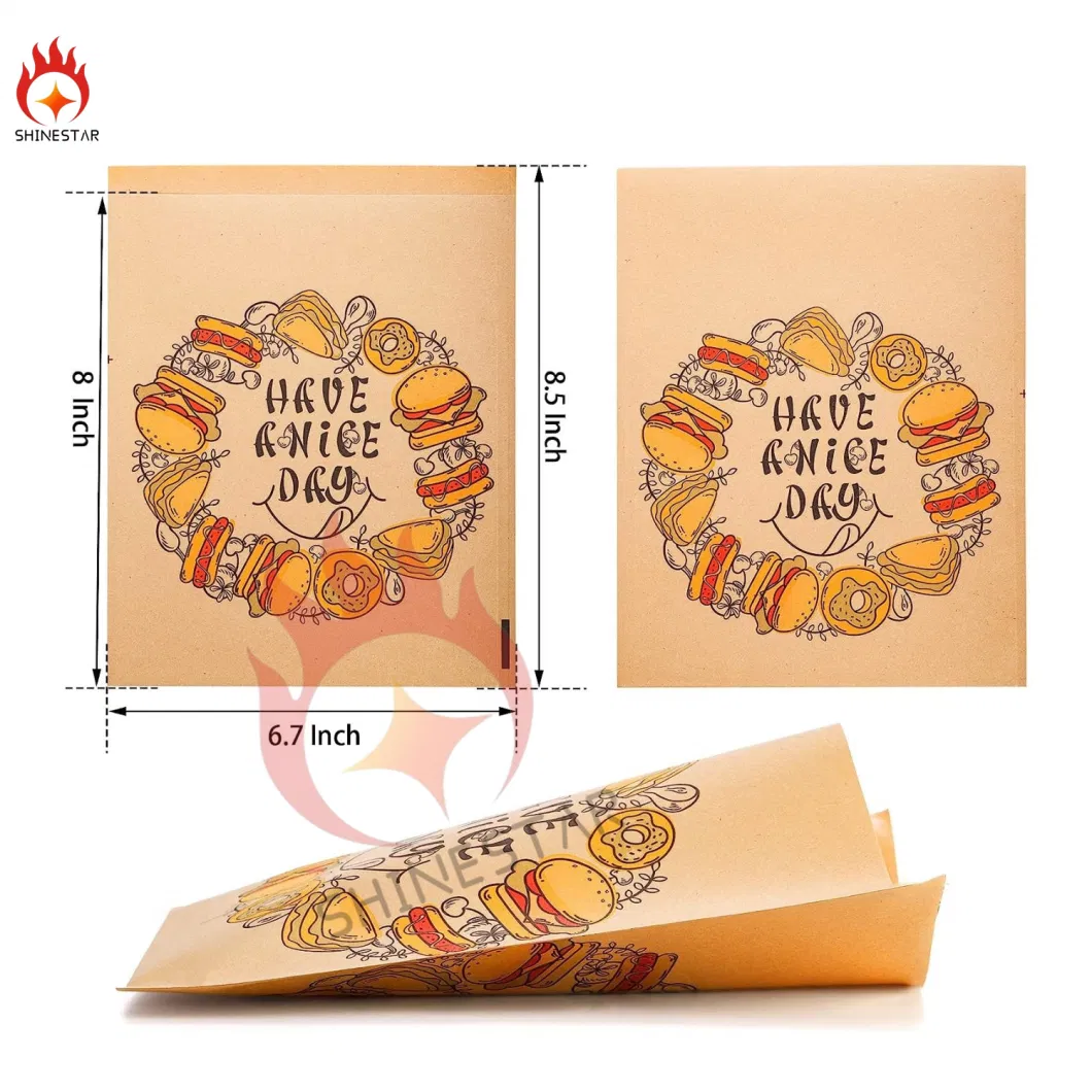 6.7" X 8" Brown Paper Treat Bags Grease Resistant Kraft Bags Small Flat Envelopes Favor Bags for Cookies Snacks Candy Donut Hamburger