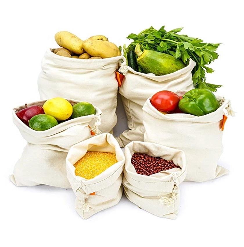 100% Natural Organic Heavy Duty Bag Shopping Vegetable Raisin Nut Storage Bag Portable Small Packing Cotton Canvas Bag