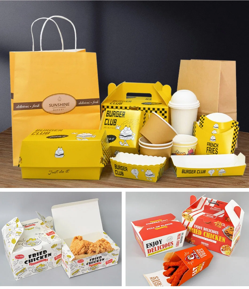 Disposable Takeaway Food Containers Brown Kraft Paper Take out Food Lunch Boxes