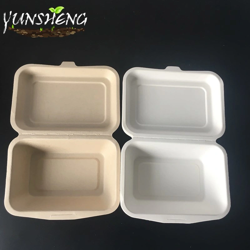 Disposable White Durable Square Clamshell Paper Box for Hamburger