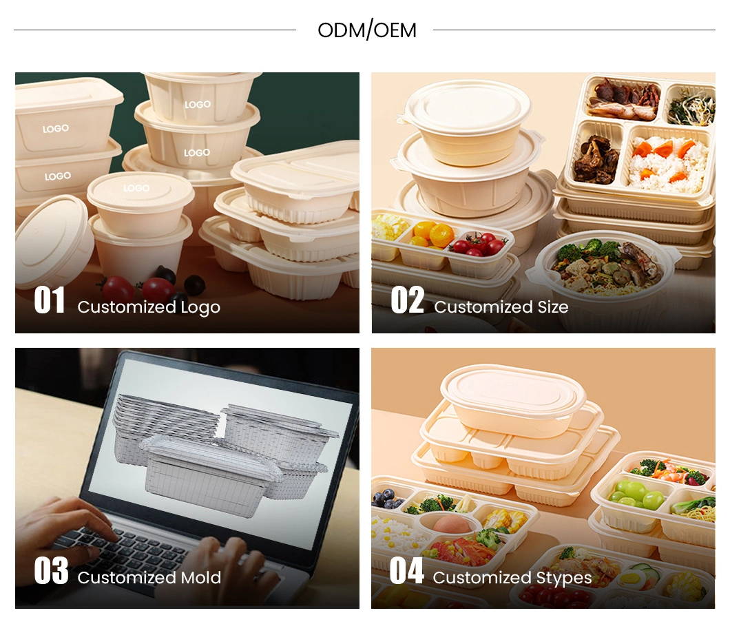 Rearun Biodegradable Cornstarch Lunch Box China Wholesaler Custom Paper Takeaway Bento Box Disposable Lunch