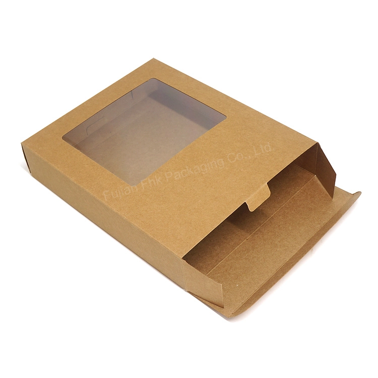 Wholesale Custom Sushi Packaging Box with Transparent Pet Window Eco-Friendly Fold Kraft Paper Drawer Box with Logo Printed