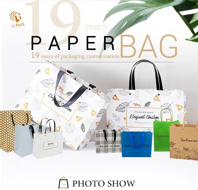 Custom Small Size Luxury Logo Printed Paper Bag with Handle