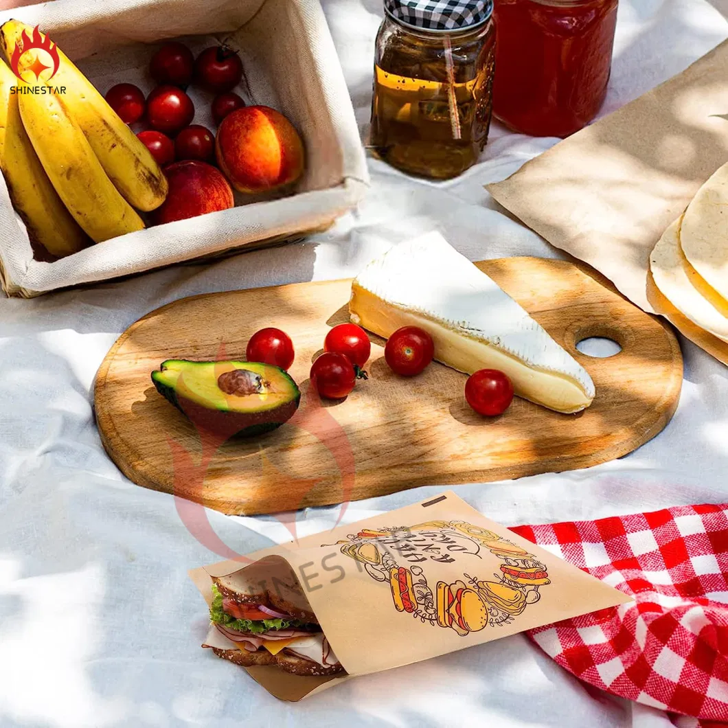 6.7" X 8" Brown Paper Treat Bags Grease Resistant Kraft Bags Small Flat Envelopes Favor Bags for Cookies Snacks Candy Donut Hamburger