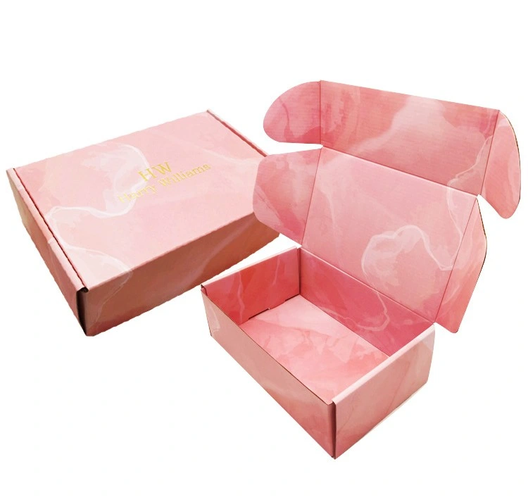 Paper Box Underwear Clothing Packing Shipping Box Corrguated in Pink for Garment Packaging Delivery